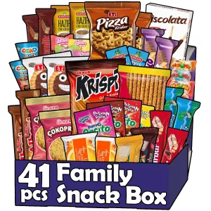 International Exotic Snack Box, 41 Count - Turkish Sour, Sweet, and Spicy Snack Variety Pack for Everyone| Foreign Snacks Assortment, Gift Box with Crackers, Biscuits, Candy for Thanksgiving and Christmas