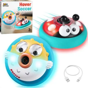 iPlay, iLearn 2PCS Hovers Soccer Ball Toys Boy Age 4-6, Rechargeable Air Floating Soccer Game, Toddler Indoor Outdoor Football Sport Toy W/Light Sound, Cool Birthday Gift 3 5 7 8 10 12 Year Kids Girl