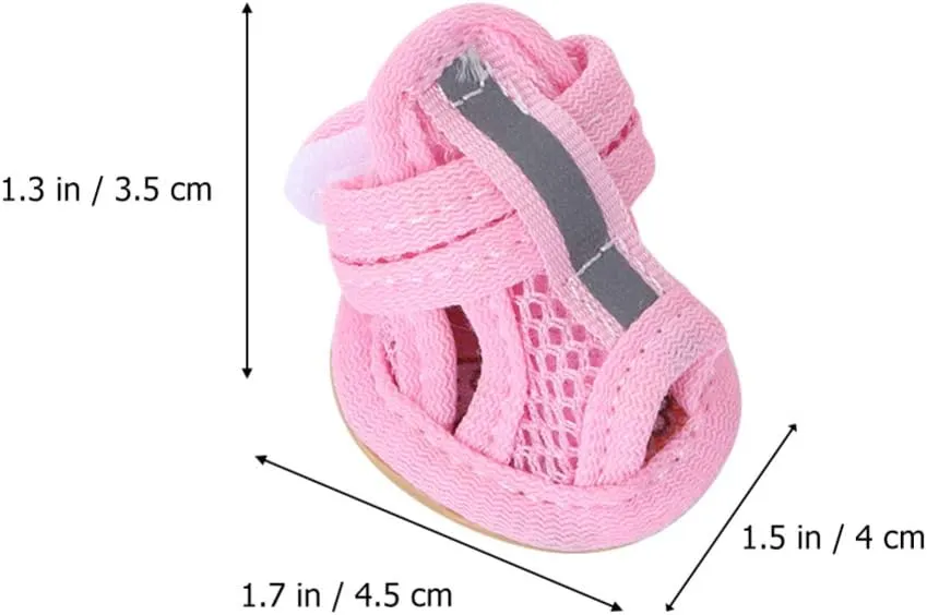 iplusmile Small Dog Shoes for Hot Pavement, Puppy Breathable Dog Booties, Pet Sandals Paw Protector Mesh Booties for Small Pet Dog Cat Puppy Walking Runnning (4 Pack)
