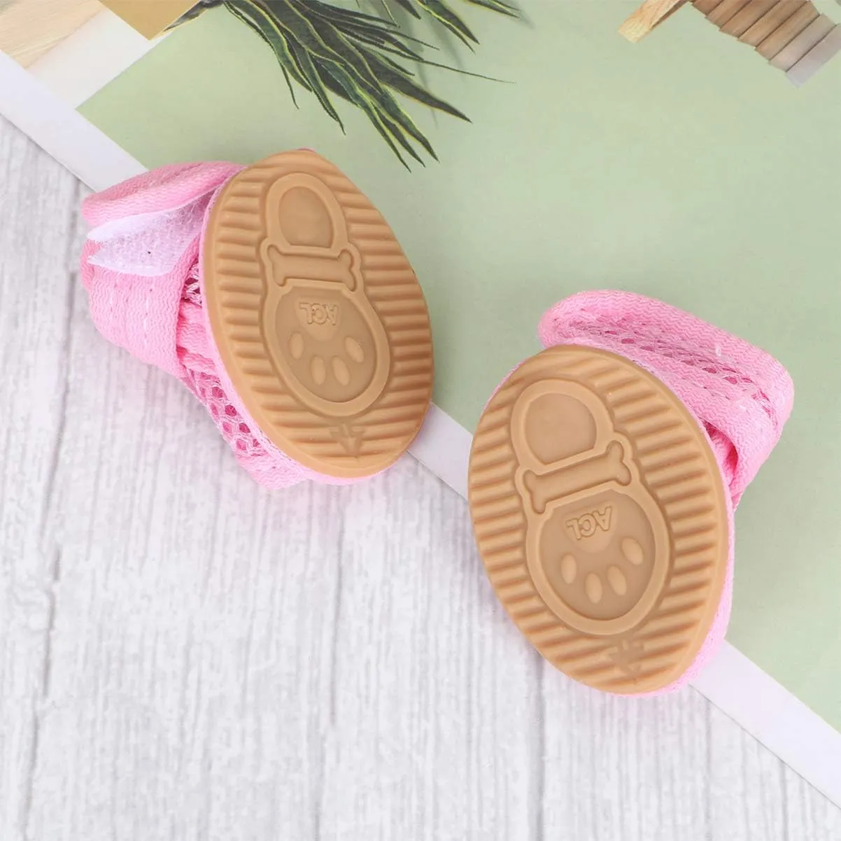 iplusmile Small Dog Shoes for Hot Pavement, Puppy Breathable Dog Booties, Pet Sandals Paw Protector Mesh Booties for Small Pet Dog Cat Puppy Walking Runnning (4 Pack)