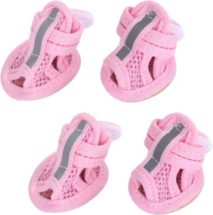 iplusmile Small Dog Shoes for Hot Pavement, Puppy Breathable Dog Booties, Pet Sandals Paw Protector Mesh Booties for Small Pet Dog Cat Puppy Walking Runnning (4 Pack)
