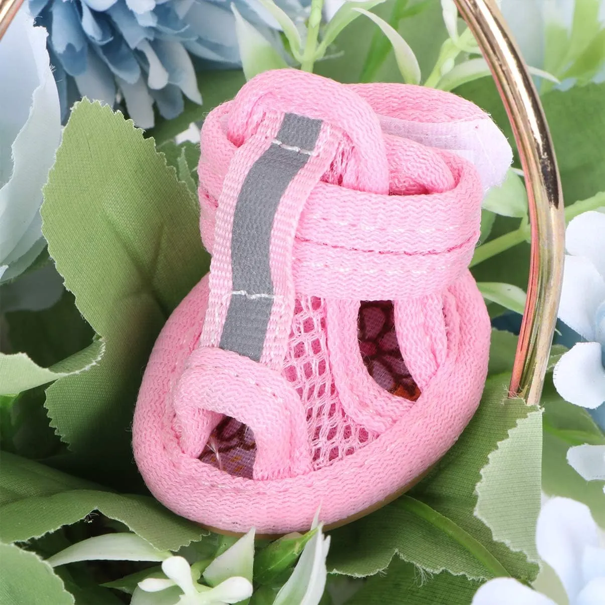 iplusmile Small Dog Shoes for Hot Pavement, Puppy Breathable Dog Booties, Pet Sandals Paw Protector Mesh Booties for Small Pet Dog Cat Puppy Walking Runnning (4 Pack)