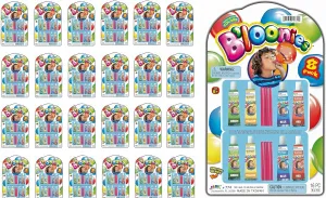 JA-RU Original Bloonies Plastic Bubbles Kids Toys (24 Pack, 192 Tube) Blow up Balloons w/Straw. Retro Classic Fidget Toy Pack. Bulk Party Favors & Birthday Party Supplies. 774-24p