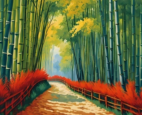 Japan Collection PD (4) - Arashiyama Bamboo Grove, Kyoto - Van-Go Paint-by-Number Kit 60x75cm no Frame