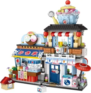 Japanese Street View Ice Drink Shop Mini Building Blocks Toys Model Set, MOC Creative DIY Simulation Architecture, 668 PCS Mini Bricks Construction Halloween Building Toy Sets for Girls Boys 3 