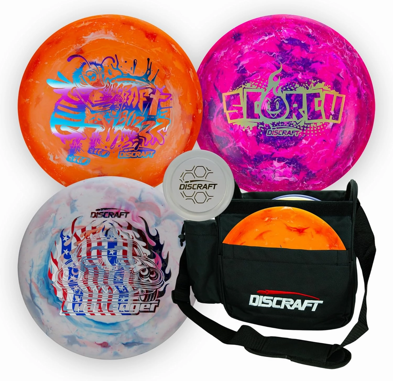 Jawbreaker Lightweight Disc Golf Set | Collection Includes: Challenger, Buzzz, Scorch Discs & Weekender Bag | Holds 5-7 Discs (Colors and Foils Will Vary)