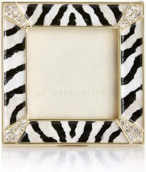 Jay Strongwater Leland Zebra Striped Pave Corner 2" Square Frame