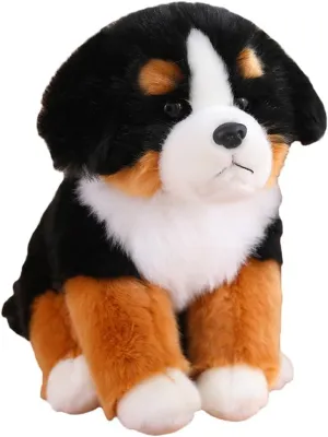 JIANEEXSQ Realistic Bernese Mountain Dog Stuffed Animal, Lifelike Bernie Mountain Dog Plush Toy Doll, Birthday Gift Decor