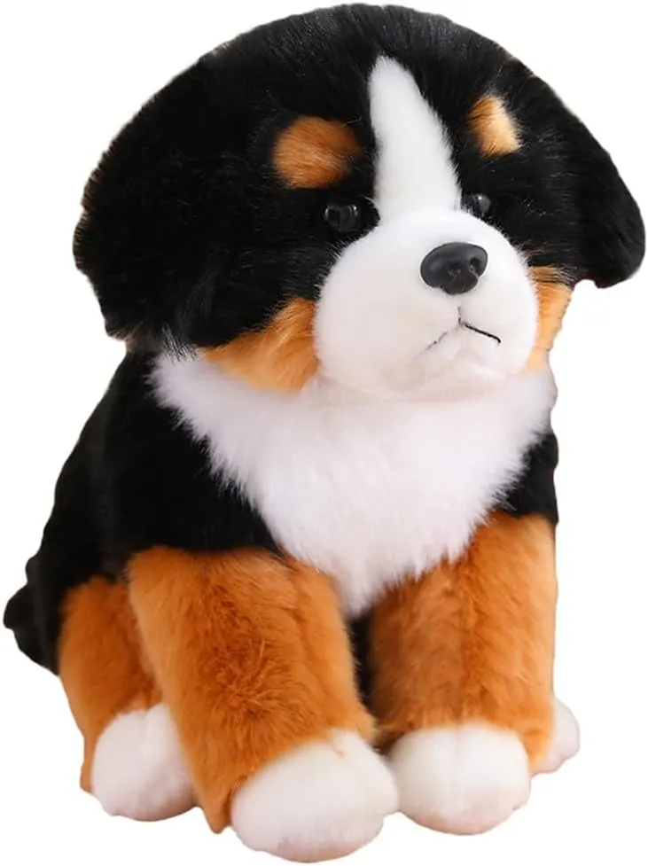 JIANEEXSQ Realistic Bernese Mountain Dog Stuffed Animal, Lifelike Bernie Mountain Dog Plush Toy Doll, Birthday Gift Decor