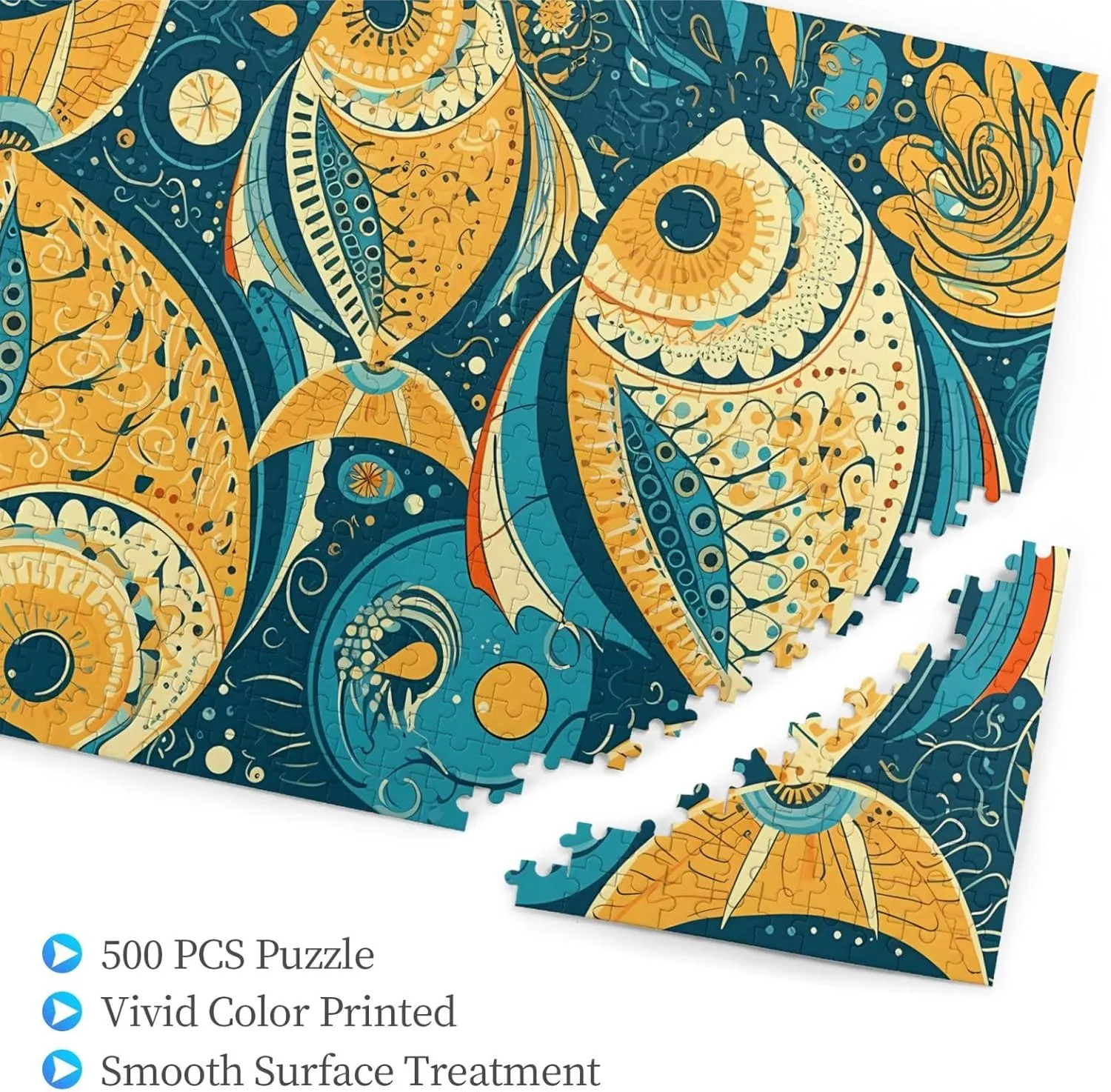 Jigsaw Puzzle from Photos 500 Pieces Personalized Wooden Picture Puzzles Custom Puzzle from Pictures Lively Style Fish Puzzles for Adults Family Birthday Valentine's Day Gifts