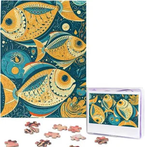 Jigsaw Puzzle from Photos 500 Pieces Personalized Wooden Picture Puzzles Custom Puzzle from Pictures Lively Style Fish Puzzles for Adults Family Birthday Valentine's Day Gifts