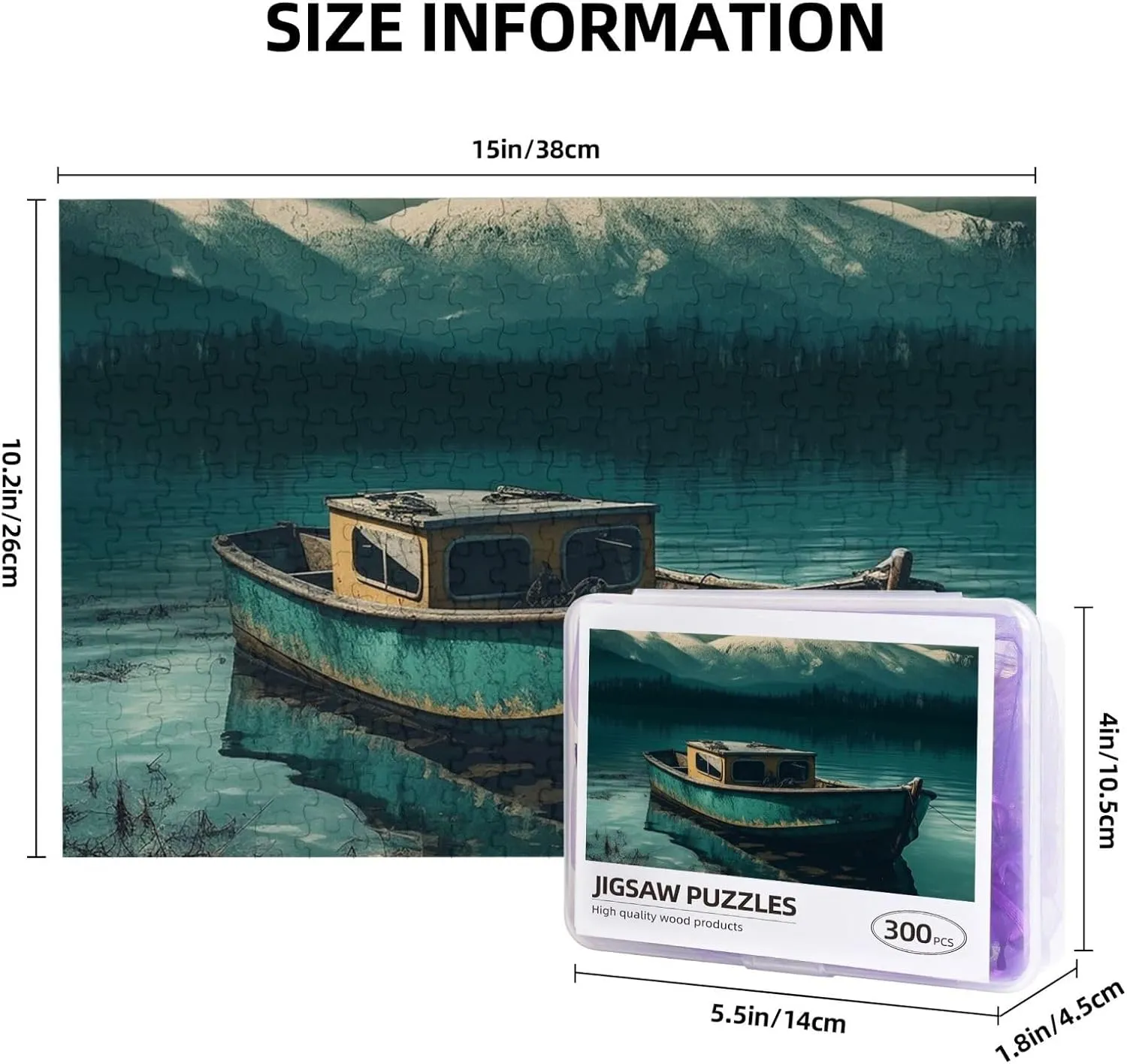 Jigsaw Puzzle Personalized 300 Pieces Puzzles with Storage Bag Boat on Lake Photos Puzzles Wooden Home Decor Wall Art Custom Picture Puzzle Gift for Wedding Birthday Couple Lovers 10.2"x15"