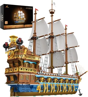 JMBricklayer Pirate Ship Building Sets for Adults, Gorgeous Royal Fleet Ship with Tiered Design, Attractive Pirate Toys Building Blocks Pirate Ship Display, Gifts for Teens Adults(3162 Pieces)