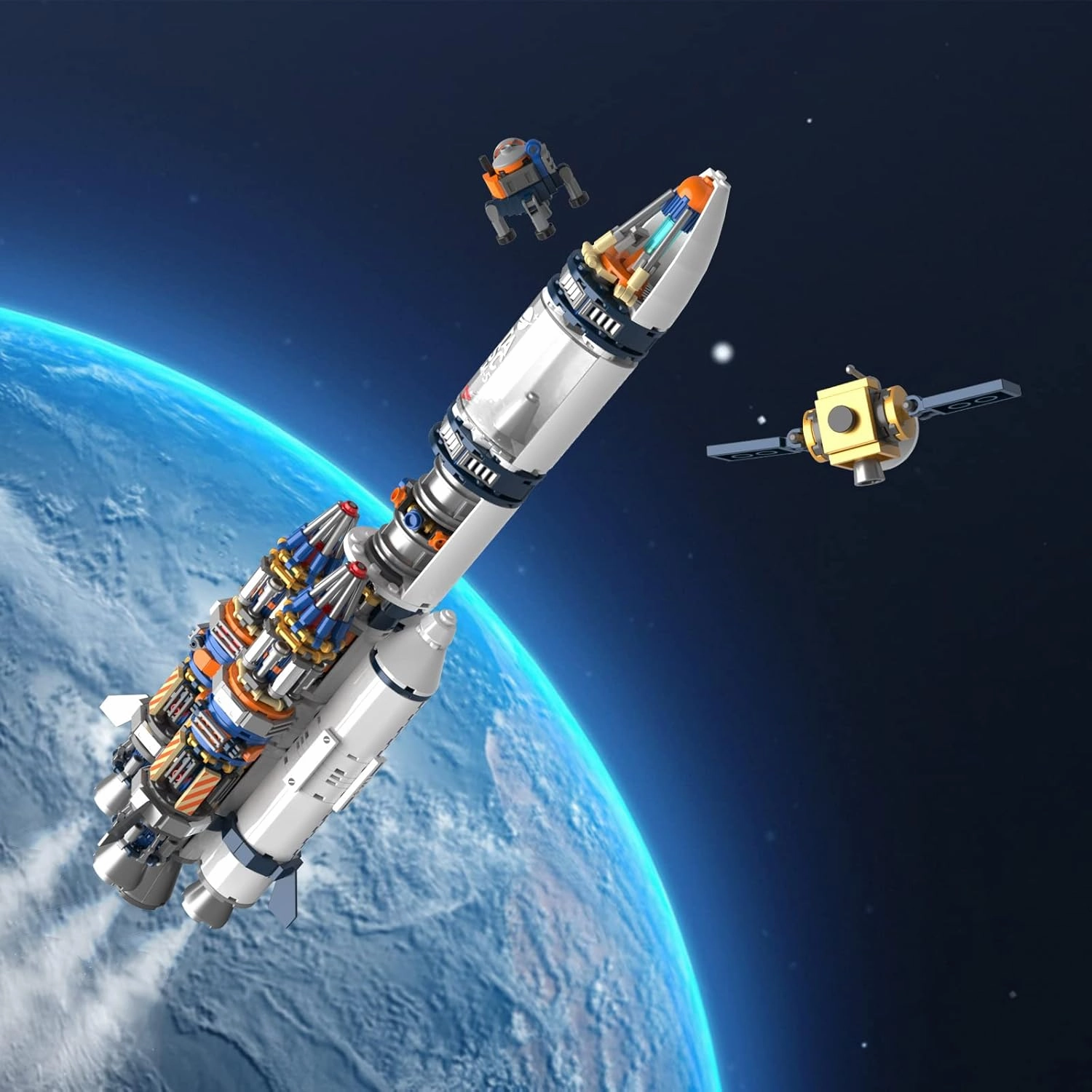 JMBricklayer Space Rocket Building Sets for Boys 8-14 Adults 70110, Spaceship Exploration Space Toys, Space Shuttle Rocket Ship Collectible Display Model Set, Gifts for Adults Boys Girls Age 8 