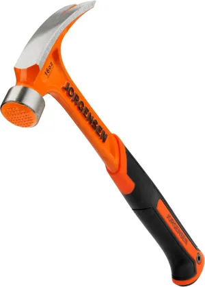 Jorgensen 16 oz Straight Claw Hammer, Rip Claw Hammer with Milled Face & Shock Reduction Grip, Heavy Duty One-piece Forged Hammer