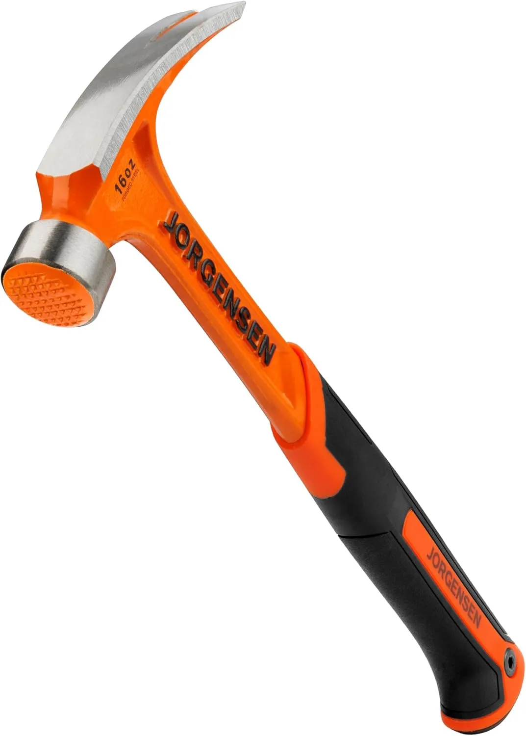 Jorgensen 16 oz Straight Claw Hammer, Rip Claw Hammer with Milled Face & Shock Reduction Grip, Heavy Duty One-piece Forged Hammer
