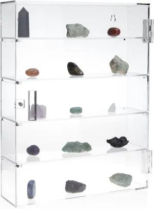 Juvale 5 Tier Acrylic Display Case for Collectibles, Mini Action Figures, and Rocks - Wall-Mount Display Cabinet - Clear, 14" Tall