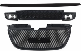 JX Racing*Accessories*Performance Compatible with 2007 2008 2009 2010 2011 2012 2013 GMC Yukon/Yukon XL 1500 Front Upper and Lower Grille and Hood Molding Trim Set black 3PCS