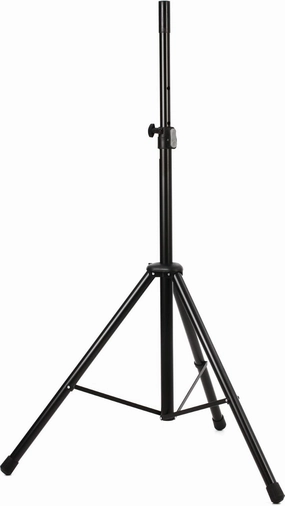 K&M König & Meyer 21436.177.55 Speaker Stand | Height Adjust w/Push-Button Lock | Cross Leg Brace | Light-Folds Compact | Mounting Aide/Adaptor Sleeve Included | Max Load 88 lbs | German Made | Black