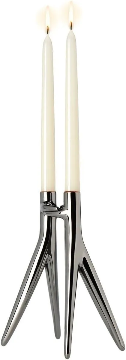 Kartell Abbracciaio Candle Holders by Philippe Starch with Abroise Maggiar, Pack of 4, Glossy Chrome