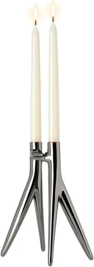 Kartell Abbracciaio Candle Holders by Philippe Starch with Abroise Maggiar, Pack of 4, Glossy Chrome