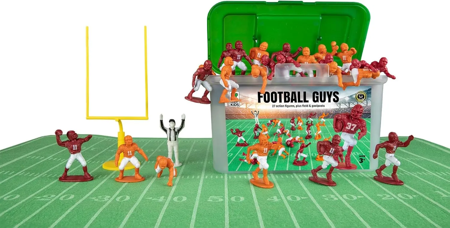 Kaskey Kids Football Guys – Maroon vs Orange Inspires Kids Imaginations with Endless Hours of Creative, Open-Ended Play – Includes 2 Teams & Accessories – 28 Pieces in Every Set!