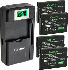 Kastar 4-Pack Battery and LCD USB Charger Compatible with Nintendo 3DS CTR-003 Rechargeable Battery, Nintendo 2DS Game Console, Nintendo 3DS Game Console, Nin 3DS Game Console CTR003
