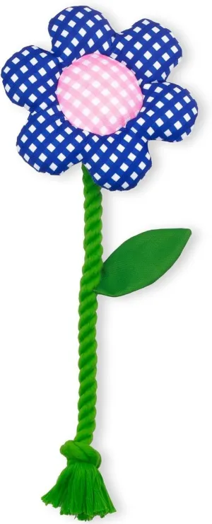 kate spade new york Dog Toy Rope with Squeaker and Crinkle Material, Gingham Flower Tug Toy, Cute Dog Toy with Soft Durable Fabric, Pet Toy for Small Medium Large Breeds, Flower