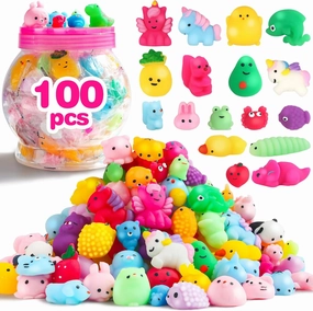 Kawaii Mochi Squishies Fidget Toy - FUNNYB&G 100 pcs Squishy Party Favors Kids Classroom Prize Birthday Goodie Bag Stuffers Stress Relief Pack for Girls Boys Christmas Easter Valentines Gift
