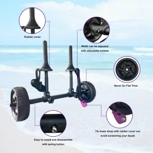 Kayak Cart Kayak Carrier Adjustable Width Fit for Kayaks Canoes with Scupper Holes