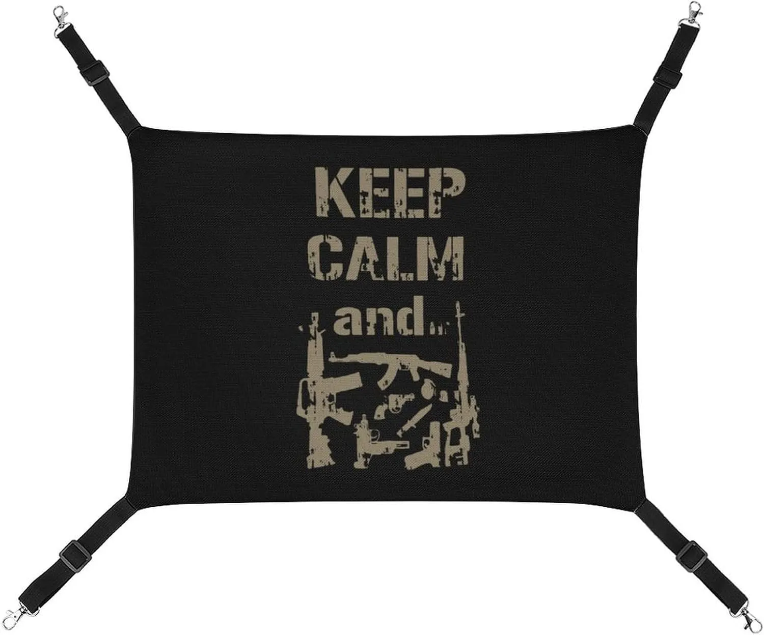 Keep Calm and Take Guns Hanging Cat Bed Soft Breathable Pet Hammock for Cage Pet Sleeper for Kitten Ferret Puppy Rabbit