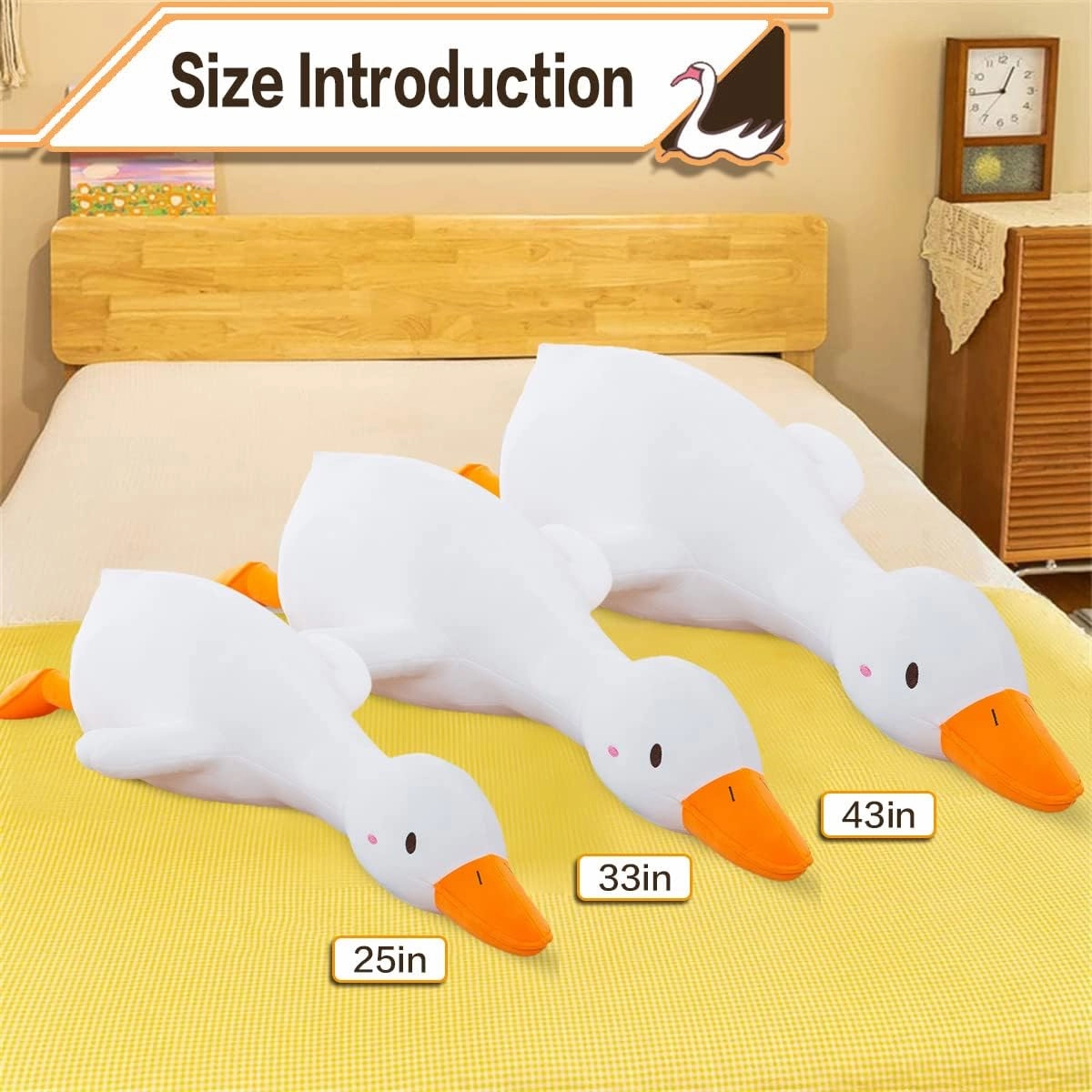 kewo Duck Plush Pillow Stuffed Animal Toy, Cute Giant Goose Plush Duck Stuffed Animal,Super Soft Hugging Pillow for Kids Bedding (White,33.4 in)…