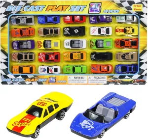 KidPlay Die Cast Toy Race Car Set Asst Colors 25pc