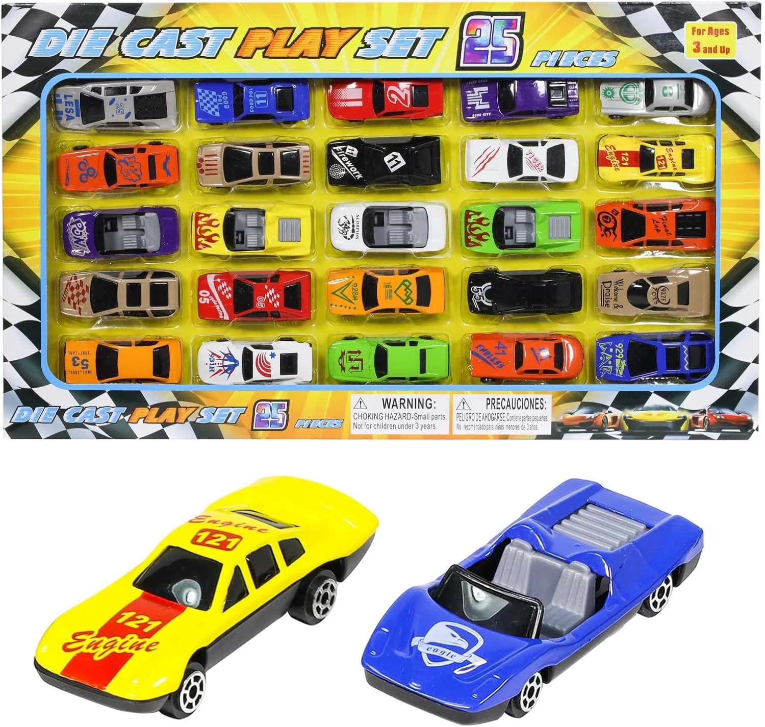 KidPlay Die Cast Toy Race Car Set Asst Colors 25pc