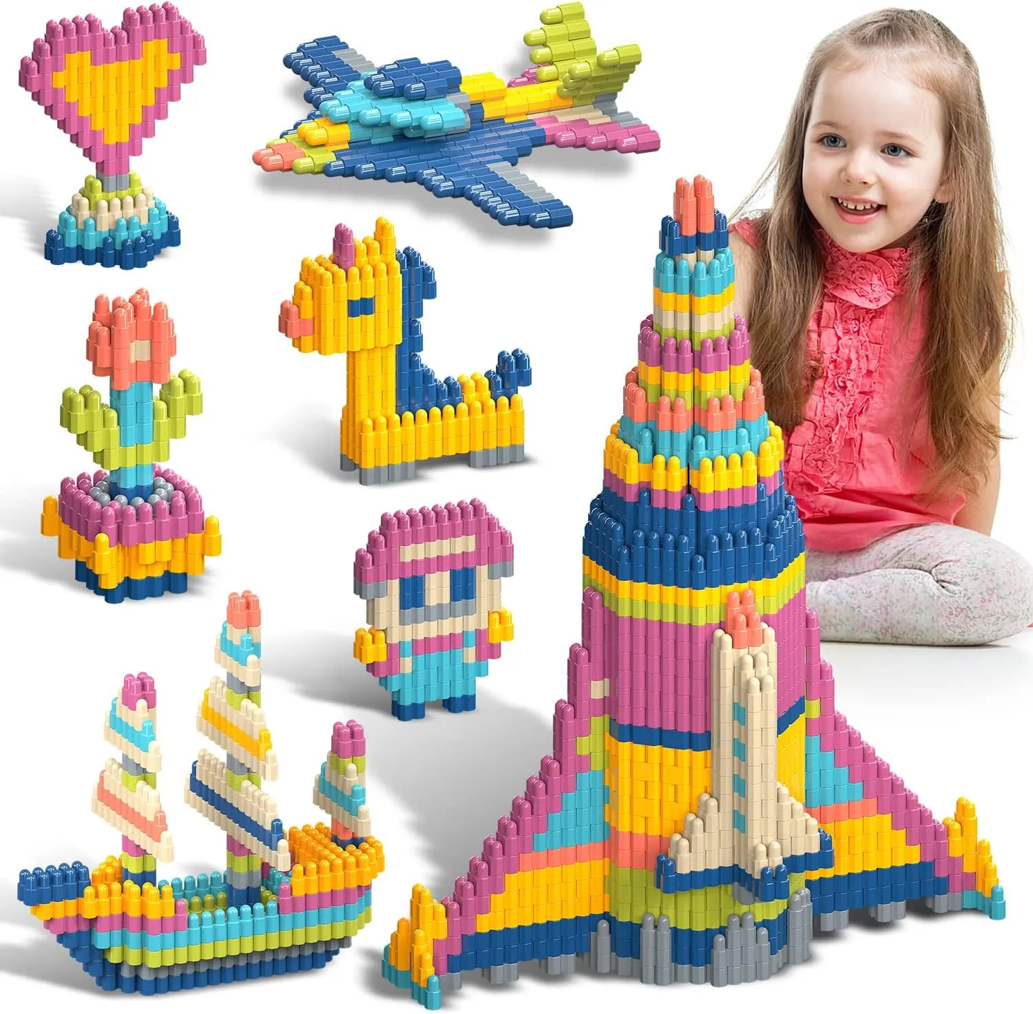 Kids 1120pcs Building Blocks Set Educational STEM Building Toy, Construction Block Toys Set Learning Playset Kit for Boys Girls, Child Brain Development Preschool Kindergarten Toy Age 3 