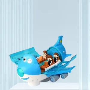 Kids Airplane Toy for Boys & Girls. Light Up Airplan Playset, Ultimate Fun 360° Rotating Toy Playset with Flash Lights and Music, Toy Airplan Set Gift for Kids, 3  Year Old (Blue)