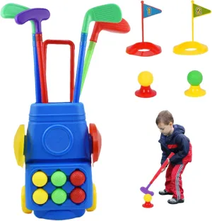 Kids Golf Set Retractable Toddler Golf Set Colorful Mini for Kids with 6 Balls, 4 Sticks, 2 Practice Holes for Boys Girls Over 3 Years Old