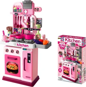 Kids Kitchen Playset — Toy Stove with Lights & Sound, Sink with Running Water, Oven, 53 Accessories & Cooking Tools, Pretend Cooking Gift for Girls Ages 3 