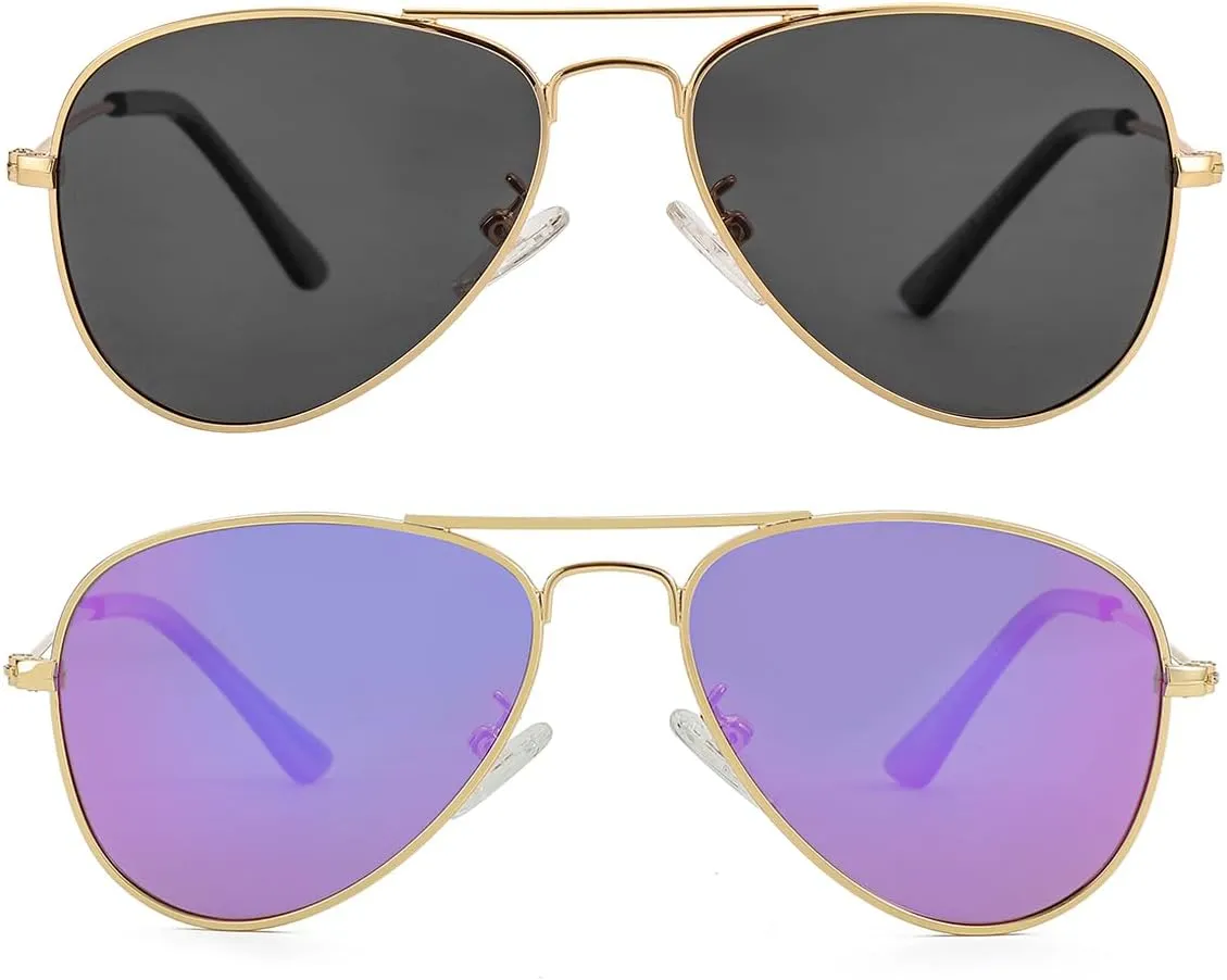 Kids Polarized Aviator Sunglasses for Little Girls Boys Juniors Teenagers, Two Sizes 50MM 52MM