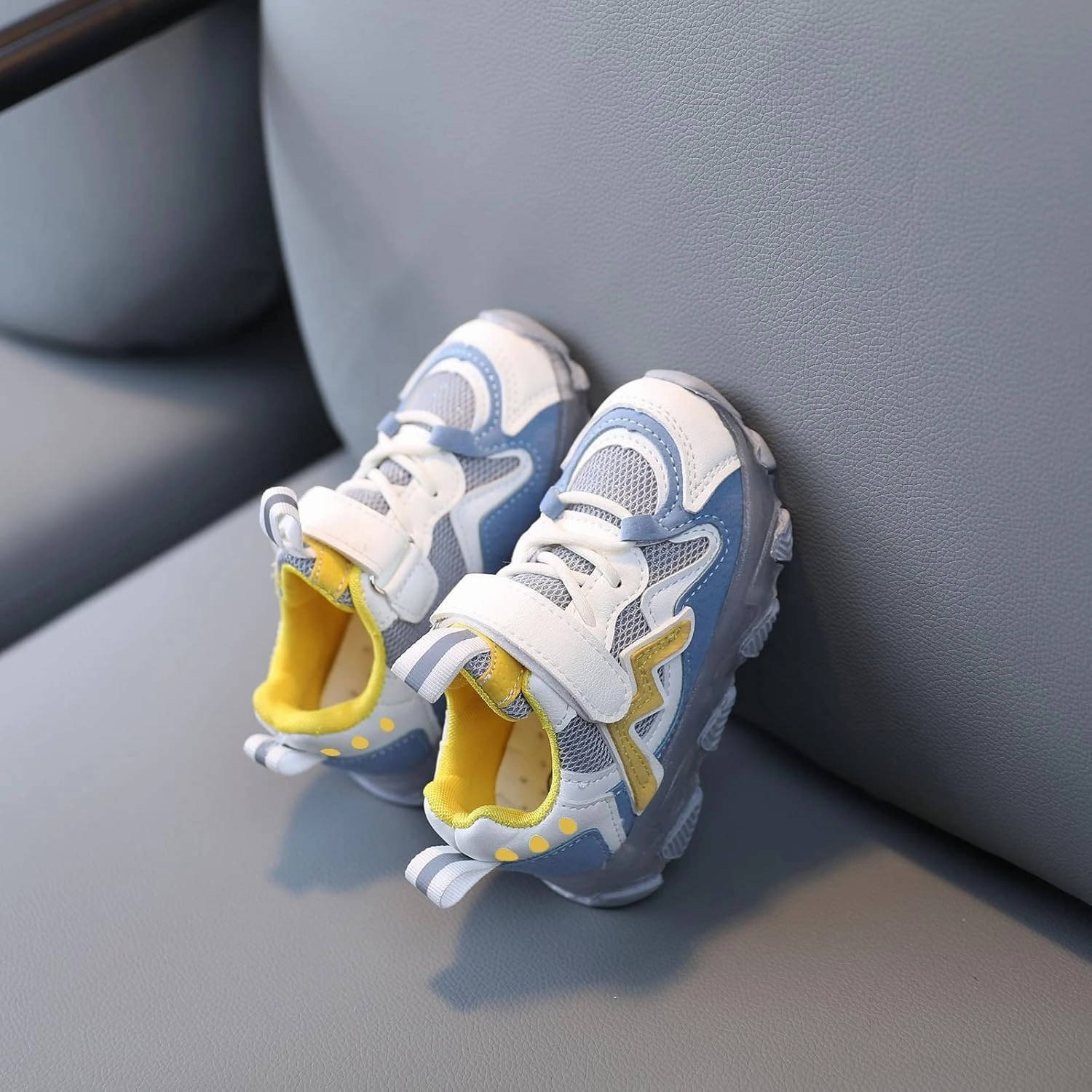 Kids LED Sneakers for Boys Hook&Loop Low Light Up Shoes LED Girls USB Recharging Breathable Sport Walking Shoes