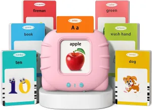 Kidzdo Educational Learning Toys for Toddlers, 540 Sight Words Talking Flash Cards with Music, Montessori Pocket Speech Therapy Toys, Teaching/Birthday Gifts for Ages 2 3 4 5 Years Old Girls (Pink)