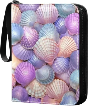 Kigai Painted Sea Shells Card Binder - 400 Pockets Card Holder with 50 Sleeves, Trading Card Album Folder for Boys Girls
