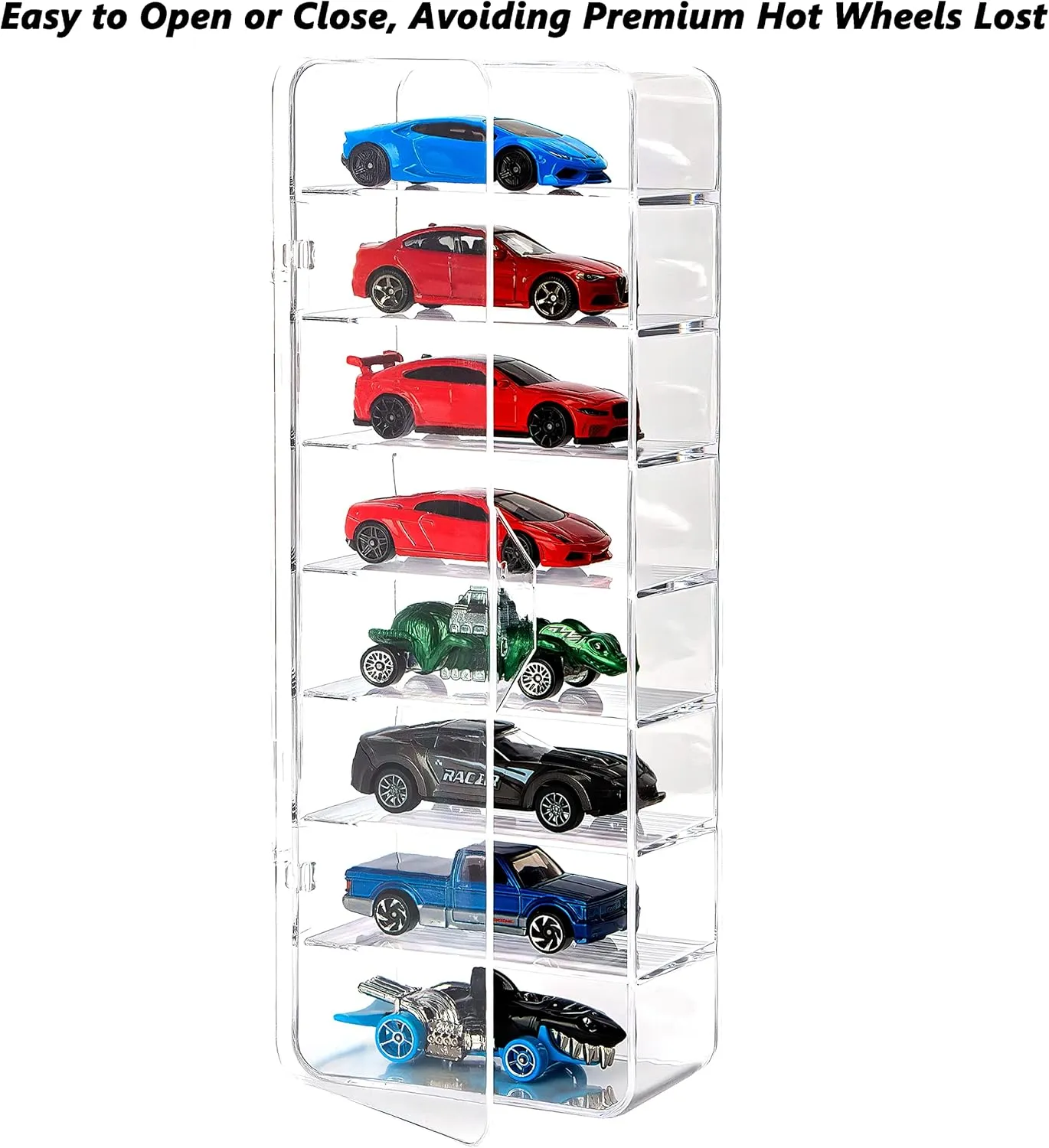 KISLANE 24 Toy Cars Display Case Compatible with Toy Cars, Transparent Acrylic Display Case Matchbox Cars
