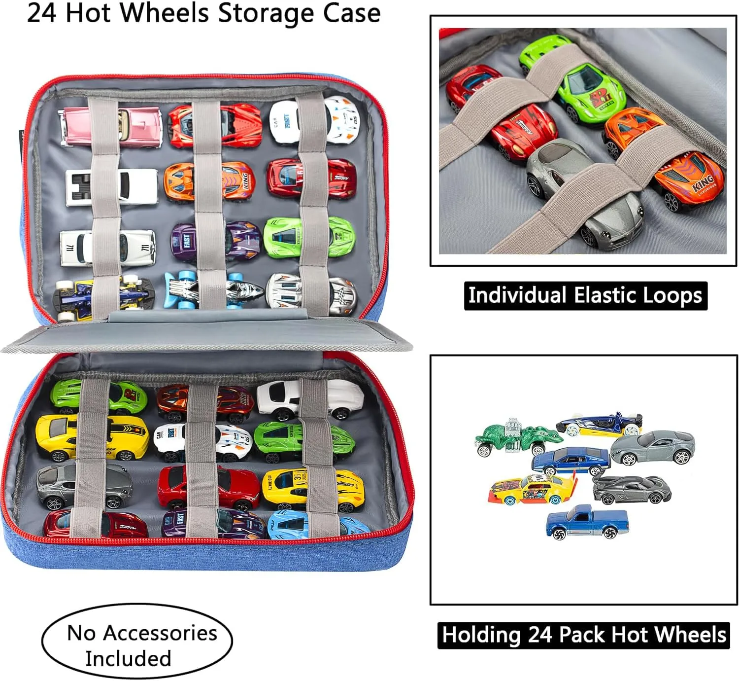 KISLANE 24 Toy Cars Storage Case - Compatible with 24 Matchbox Cars - Blue