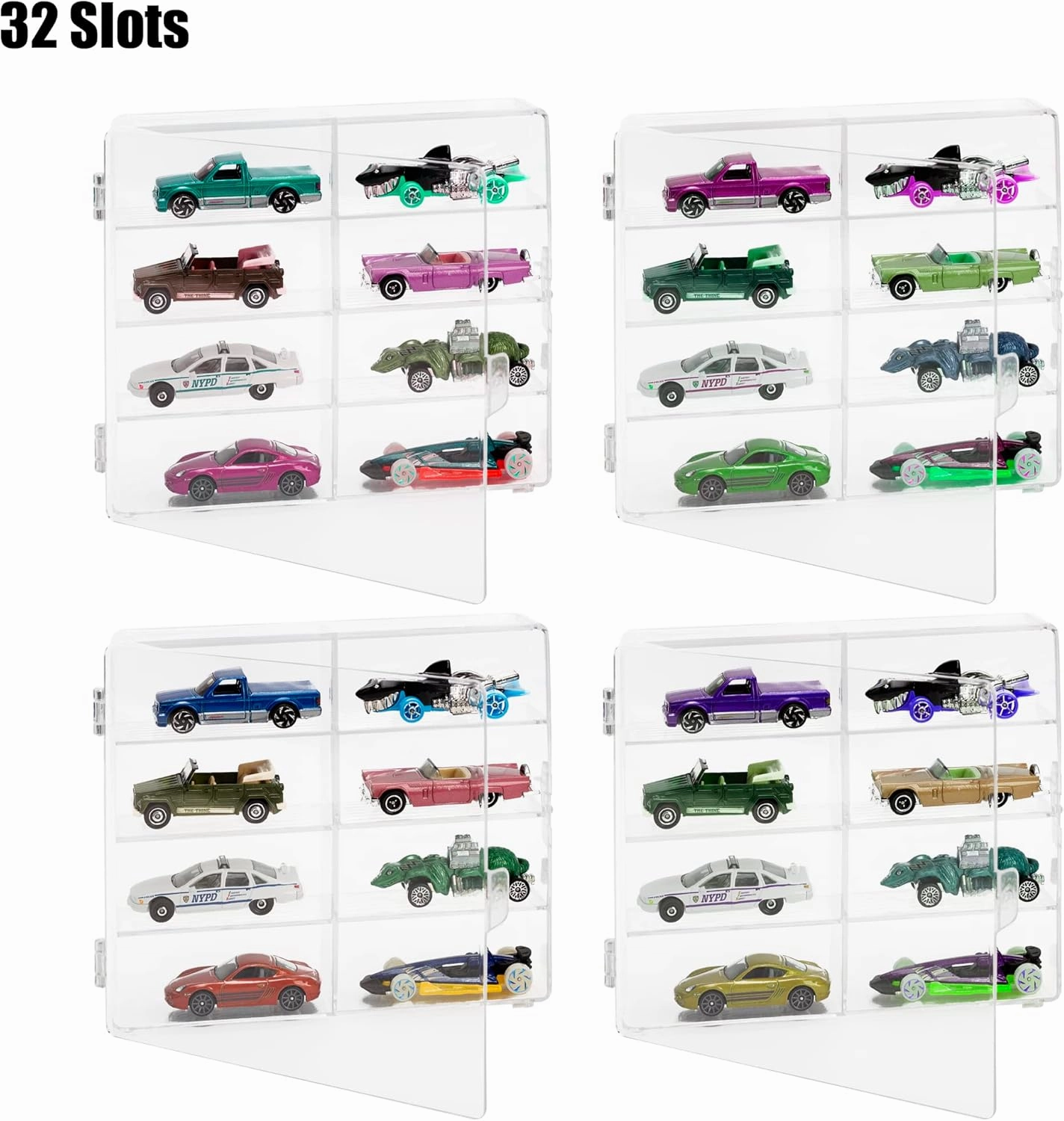 KISLANE Acrylic Display Case for Toy Cars & Matchbox Cars - 32 Slots (Extra Large)