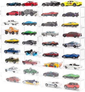 KISLANE Acrylic Display Case for Toy Cars & Matchbox Cars - 32 Slots (Extra Large)