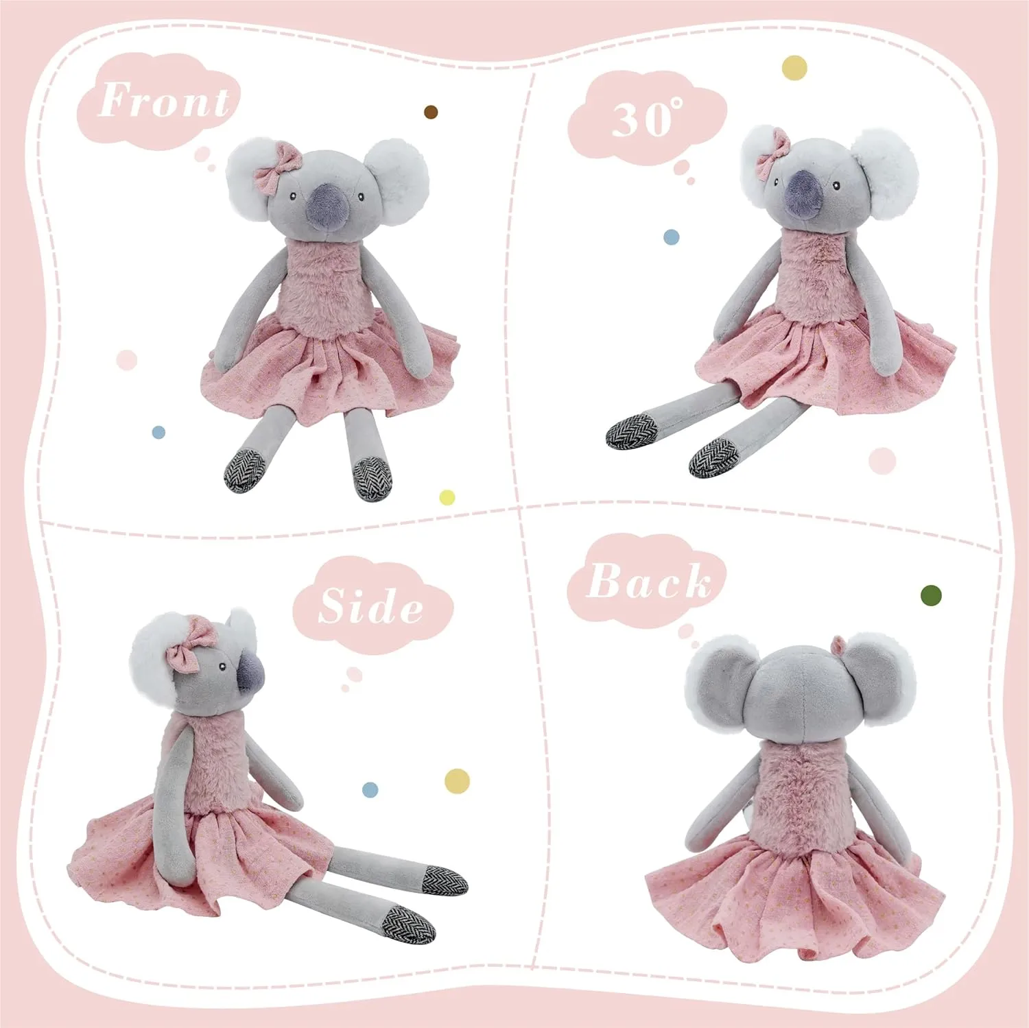 Koala Stuffed Animals for Girls,15.7" Girl Koala Plushies with Skirt,Cute Stuffed Animal for Girls