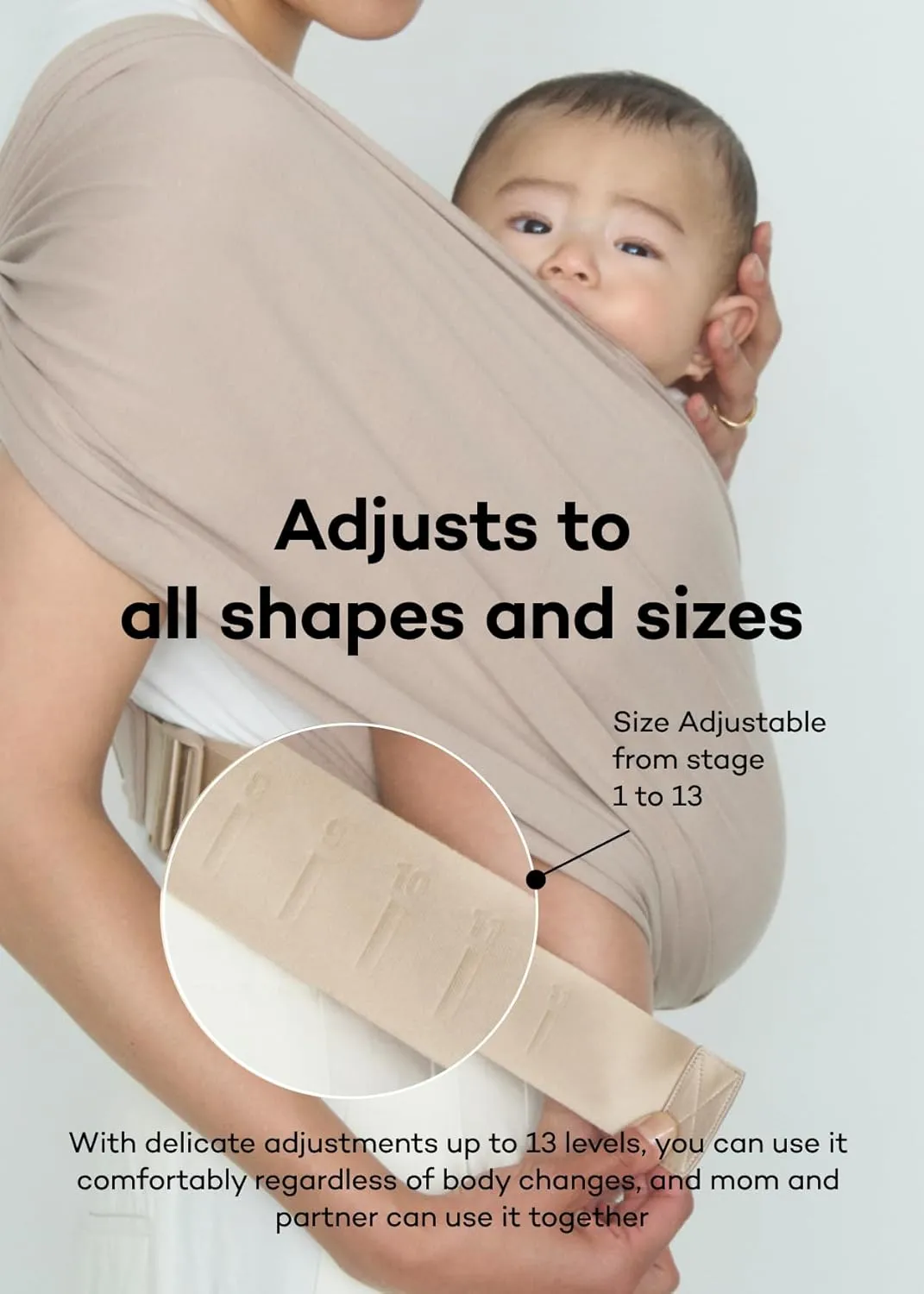 Konny New and Improved Baby Carrier Flex SoftBreeze(Includes Head Support) - Adjustable, Easy to Wear and Wrap Baby Sling, Perfect for Newborn Babies Essentials up to 44 lbs (XS-XL) - Black