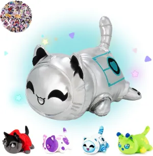 KOWSI Metal Cat Plush Toys Blind Box Cat Plush Series-100% Polyester Embroidery Plush Pillow-Cute Popular Cat Plush Collectibles (Metal Cat)
