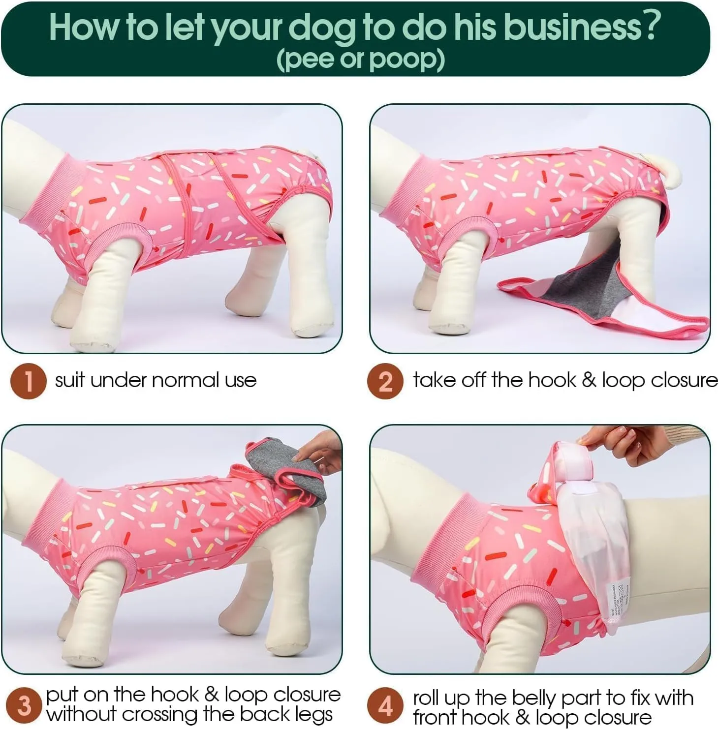 Kuoser Dog Surgery Recovery Suit, Recovery Suit for Female Male Dogs, Dog Onesie After Surgery Spay Neuter, Anti-Licking Pet Surgical Recovery Snugly Suit, Bodysuit for Abdominal Wounds Skin Disease
